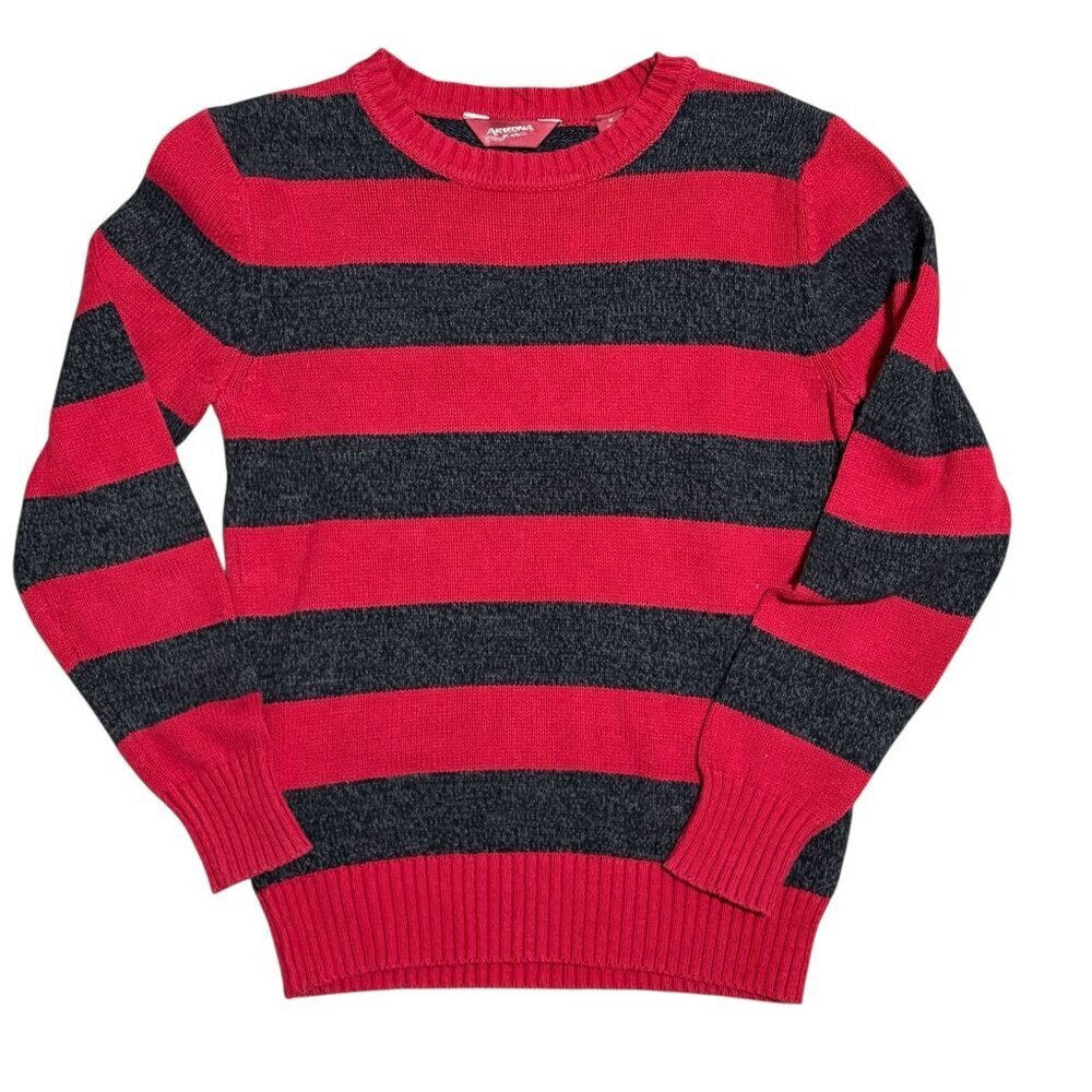 Arizona Sweater Red Gray Striped Boys Size Med 10/12 Freddy Krueger